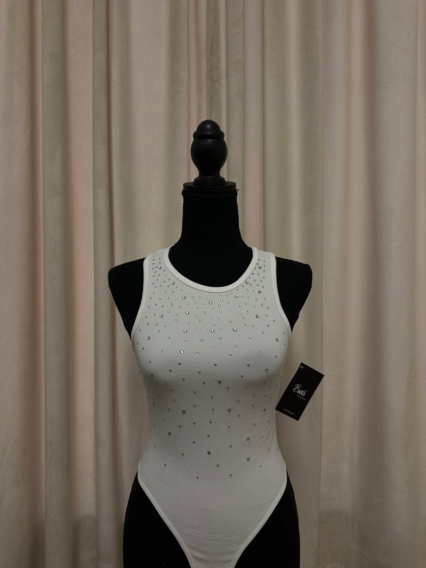 White Rhinestone Bodysuit